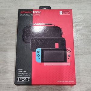 ADVANCETECH Black Travel Case for Nintendo Switch - 3-in-1